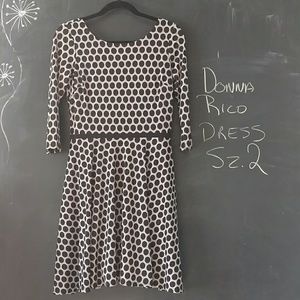 Donna Rico Polkadot Dress Sz 2 Black Tan